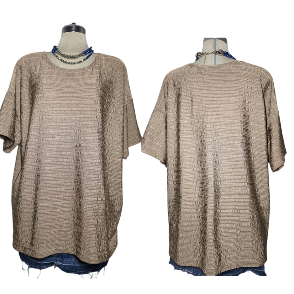 PLUS Preferred Beige Short Sleeve Top Size 42